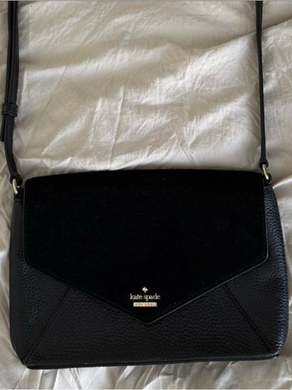 Kate Spade Black Leather & Suede Envelope Crossbody EUC